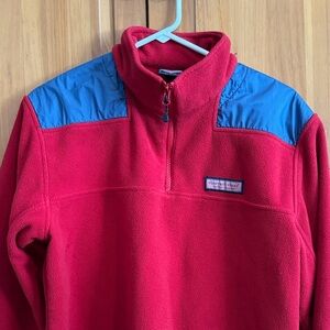Vineyard Vines Red and Blue Men's Fleece Quarterzip.